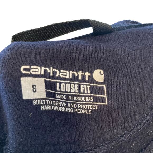Y2K Carhartt Loose Fit Blue Distressed Thrasher Gorpcore Hoodie Size Small - Picture 13 of 15